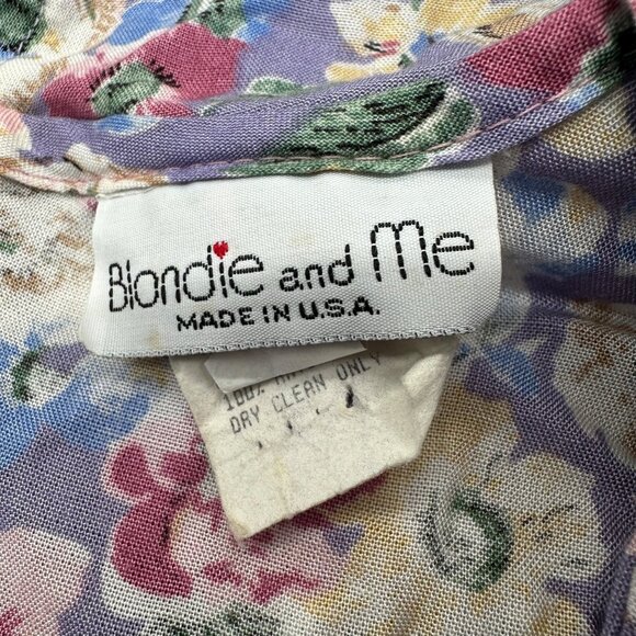 Vintage Floral Dress Lace Trim Shoulder Pads Pockets Lavender Blondie and Me 90s - Picture 4 of 10